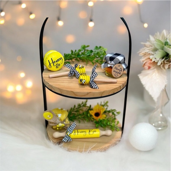 ⤵️Mini Wooden Honey Dipper set |Honey Bee Decor, Honey Stirrer| Mini Rolling pin - Picture 1 of 8